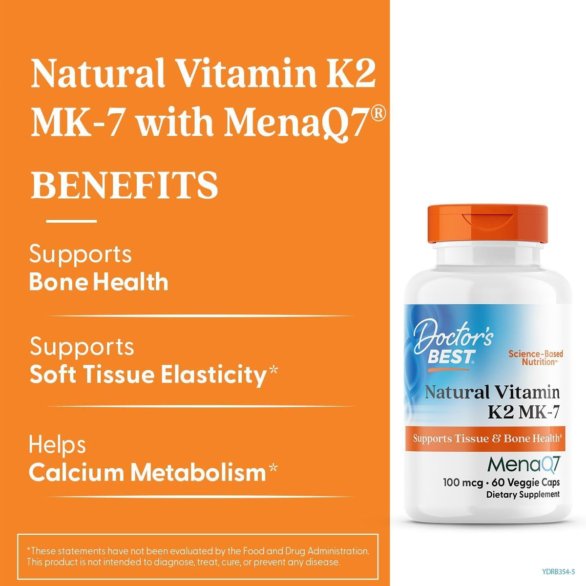 Doctor's Best Vitamina K2 Naturale MK-7 con MenaQ7, 100 mcg, 60 Capsule Vegetali