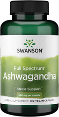 Swanson Full Spectrum Ashwagandha 450mg 100 Vegan Capsules