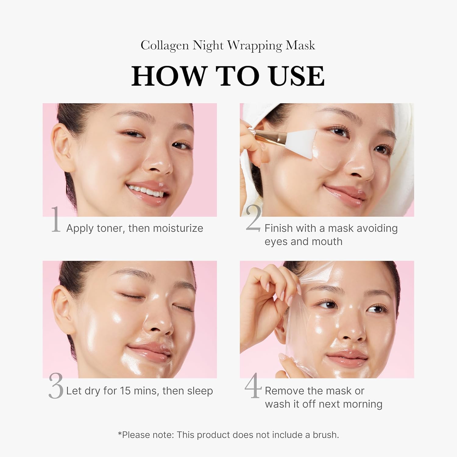 Medicube Collagen Night Wrapping Mask tube packaging overnight peel off face mask 75ml application instructions image
