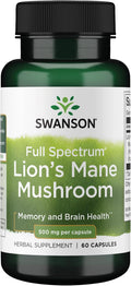 Swanson Funghi Lion’s Mane a Spettro Completo 60 Capsule | Supporto alla Memoria e alla Salute Cerebrale