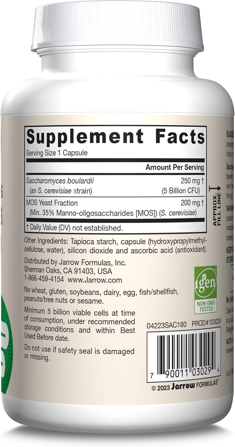 Jarrow Formulas Saccharomyces Boulardii + MOS 5B CFU 180 Capsules barcode