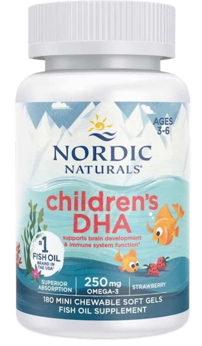 Nordic Naturals Children's DHA 250mg Strawberry 180 Mini Chewable Soft Gels