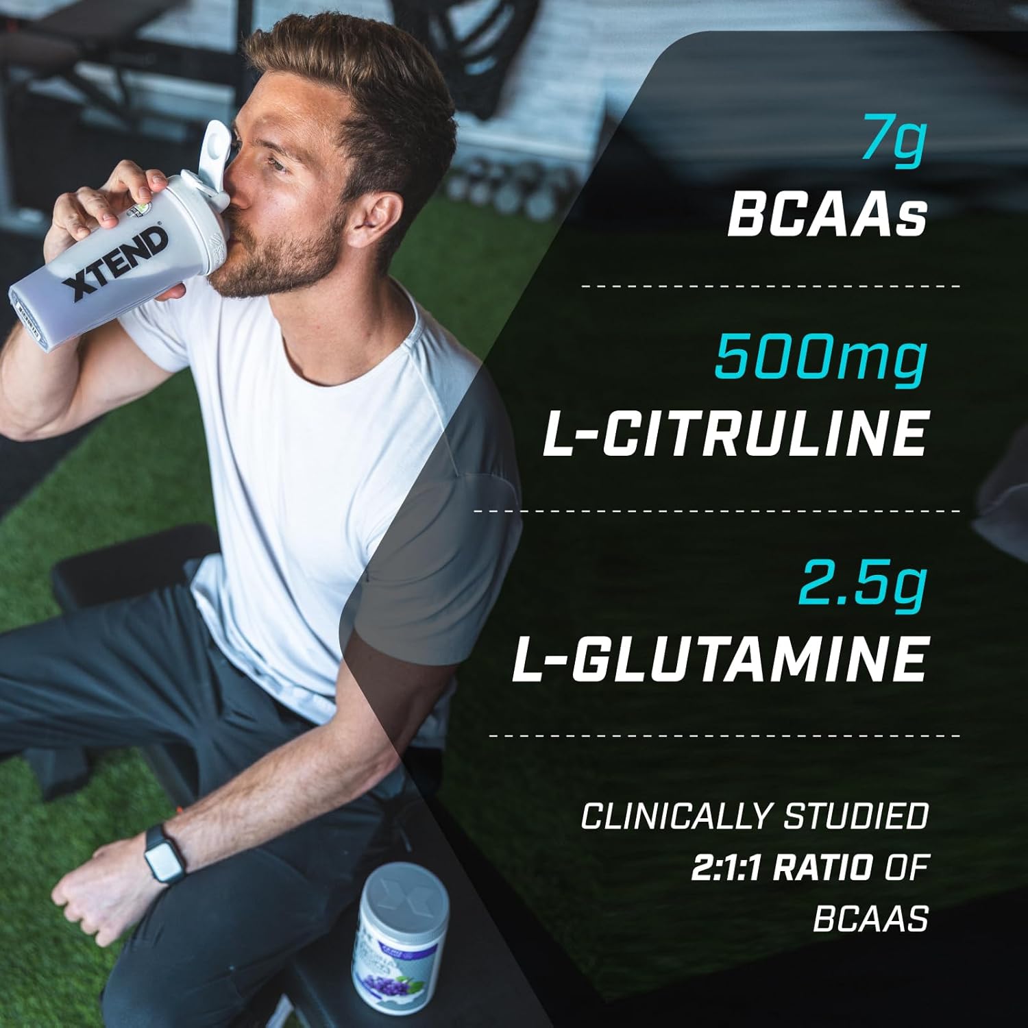 Supplement facts & ingredients image: XTEND Original BCAA Powder Smash Apple supplement facts ingredients tub powder 423g 30 servings