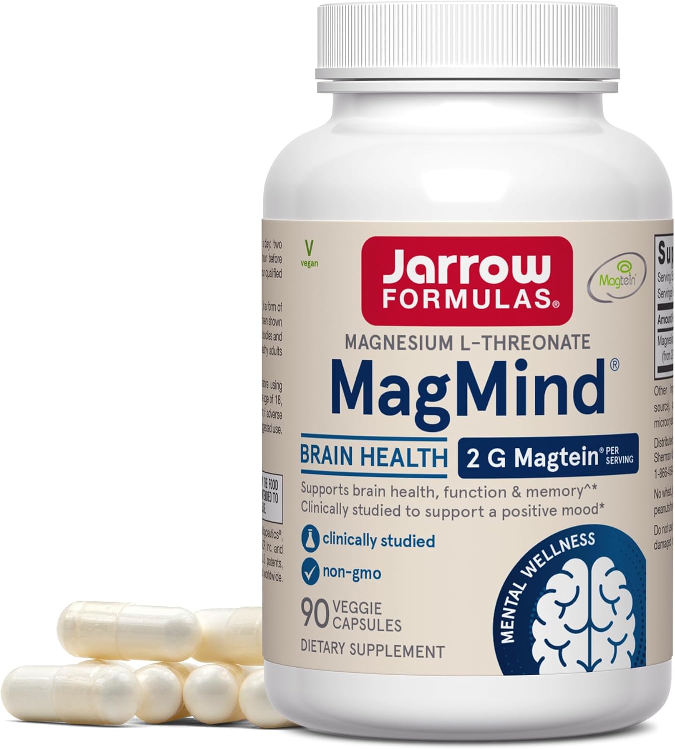 Jarrow Formulas MagMind magnesium L-threonate capsules bottle 90 count