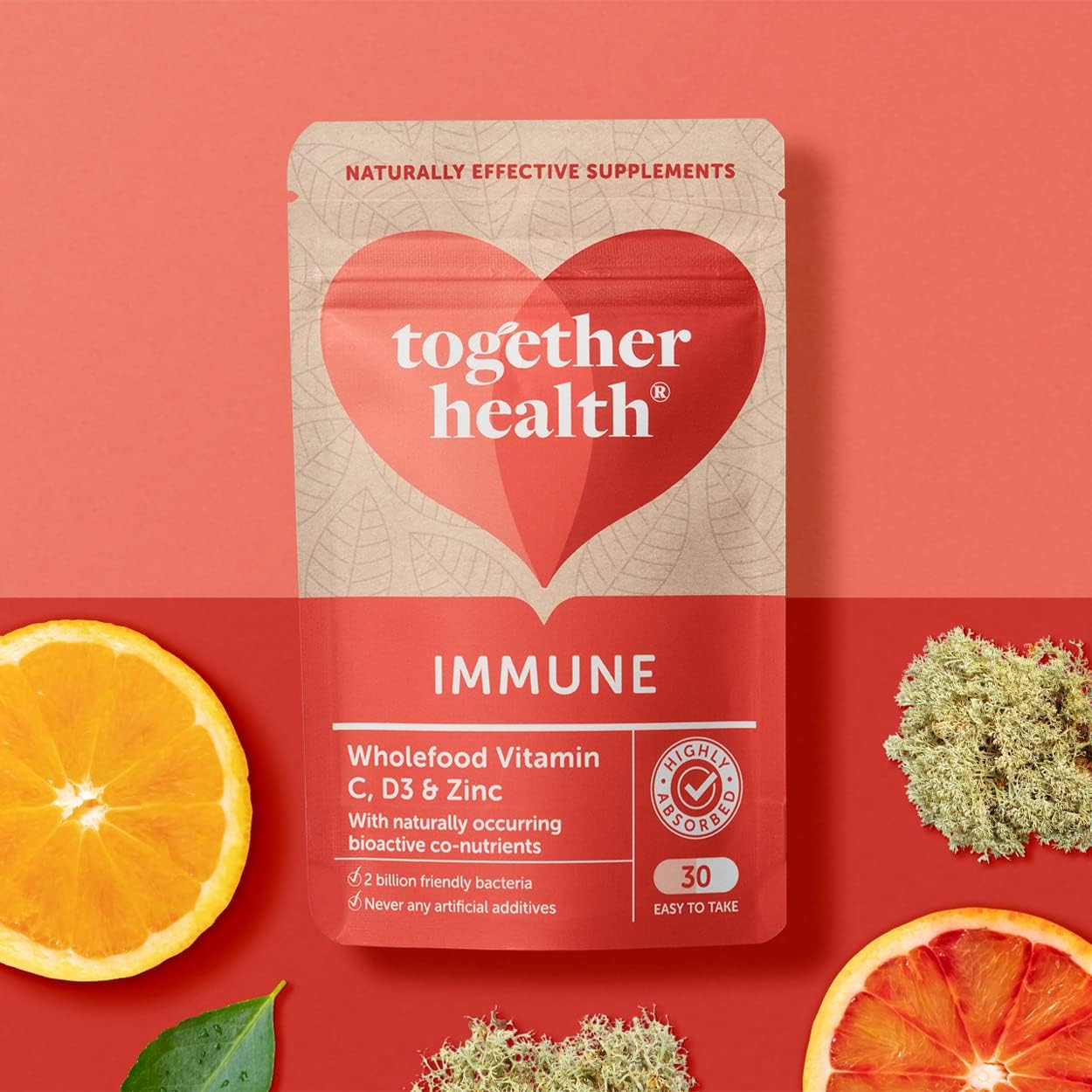 Together Health Complesso per il Supporto Immunitario: Zinco, Vitamina C, D3, Probiotico - 30 Capsule