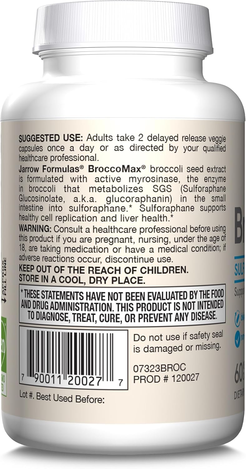 Barcode Image: Jarrow Formulas BroccoMax sulforaphane 35mg veggie capsules barcode 60 count