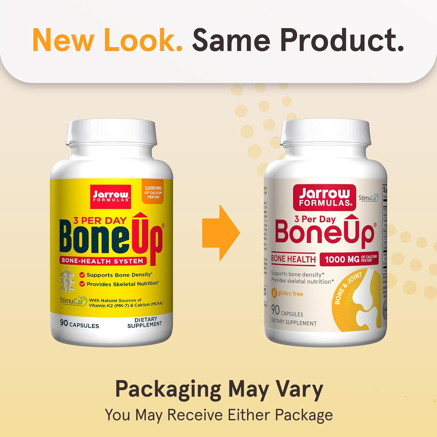 Jarrow Formulas BoneUp 3 Per Day 1000mg Calcium Capsules new look