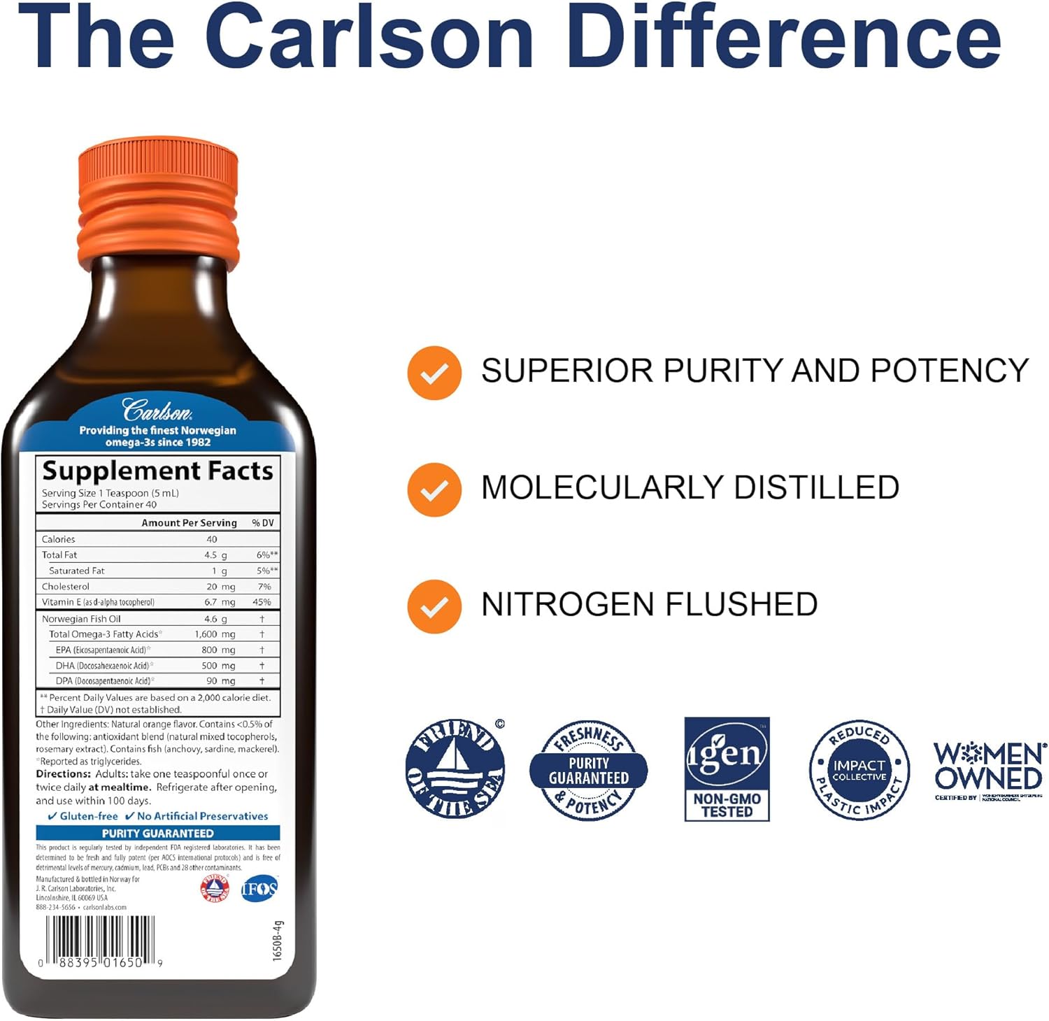 Carlson The Very Finest Fish Oil Liquid 1600 mg Omega-3