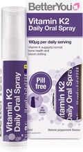 Spray orale BetterYou Vitamina K2, Menta piperita - 25ml
