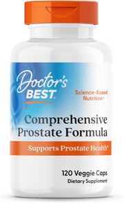 Doctor's Best Comprehensive Prostate Formula bottle, 120 vegetarian capsules.
