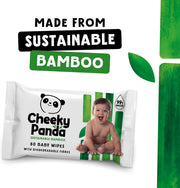 The Cheeky Panda Bamboo Baby Wipes - 99% Water, Sensitive Skin - 60 Wipes