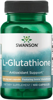 Swanson L-Glutathione Featuring Setria 100mg 100 Capsules dietary supplement bottle front label