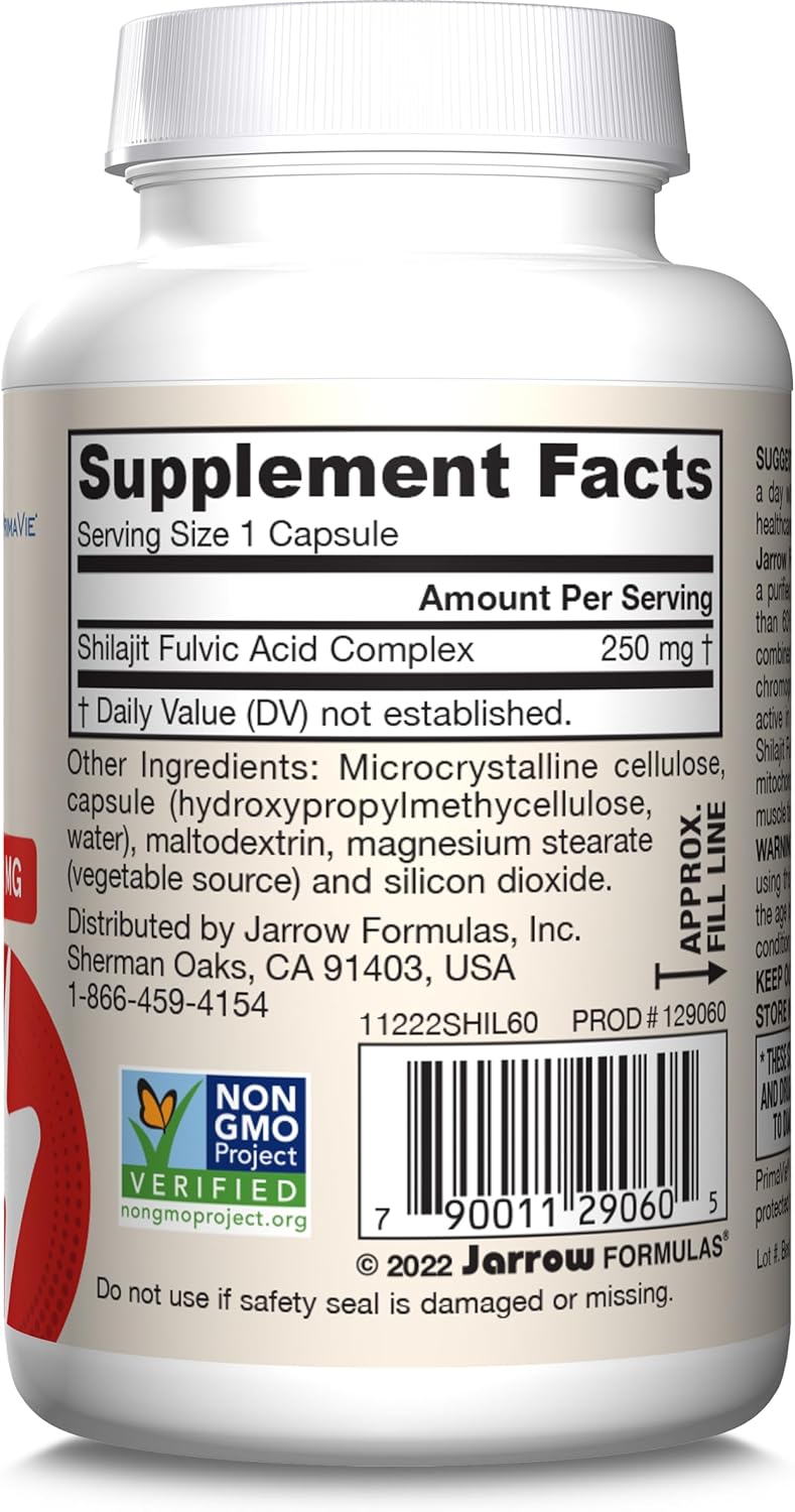 Barcode Image: Jarrow Formulas Shilajit 250mg veggie capsules 60 count barcode packaging