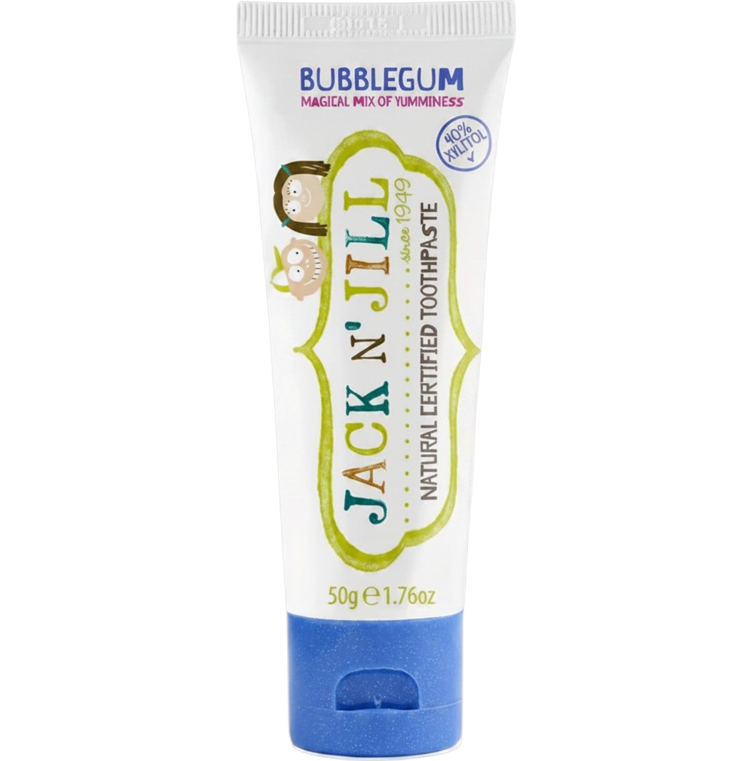 Jack N' Jill Natural Certified Toothpaste Bubblegum, toothpaste tube packaging, bubblegum flavour, 50g