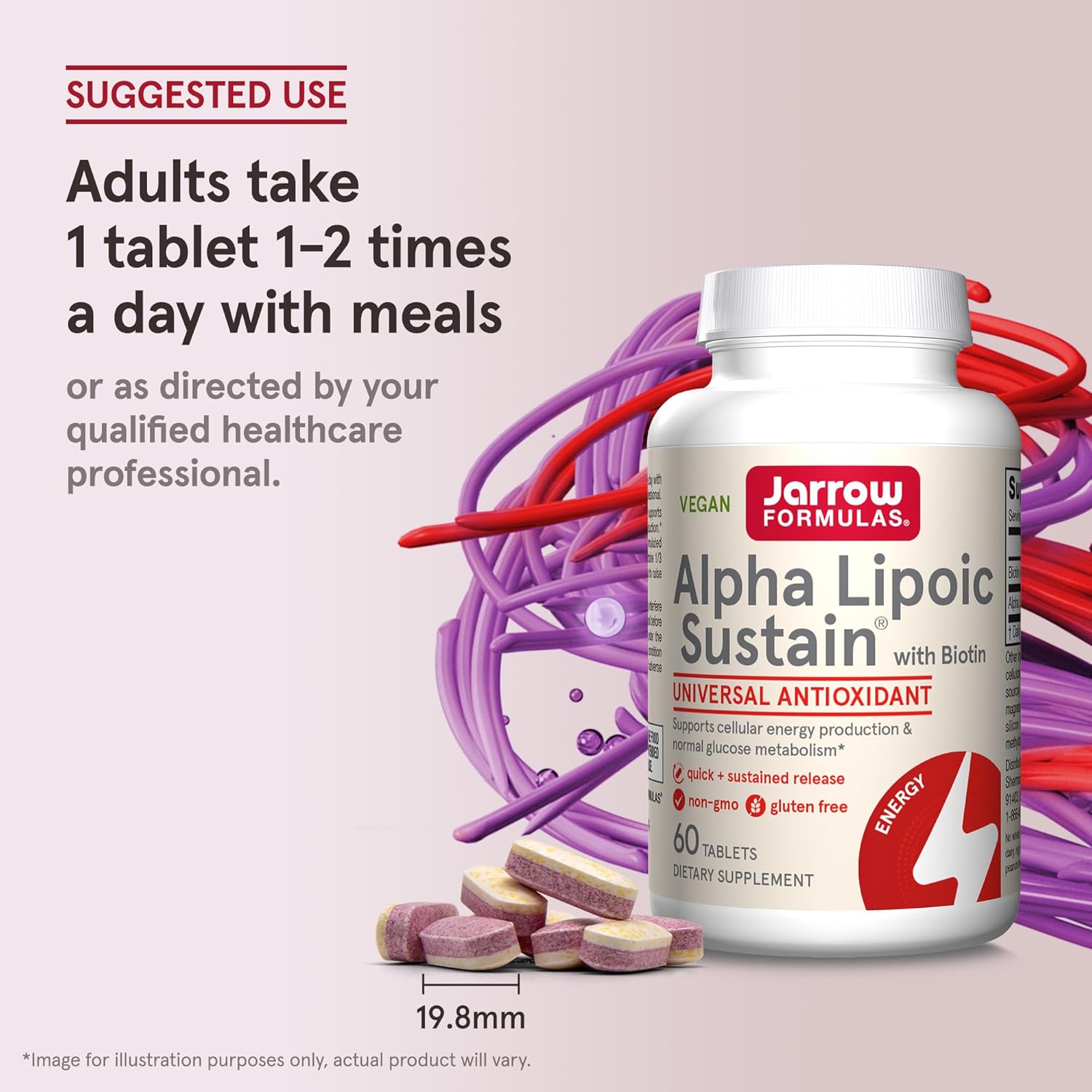 How to Use Image: Jarrow Formulas Alpha Lipoic Sustain 300mg tablets usage instructions with meals