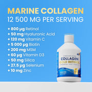 Swedish Nutra Marine Collagen Gold Retinol Berry Flavour supplement facts ingredients 500ml bottle