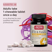 How to Use Image: Jarrow Formulas Methyl B-12 1000mcg and folate 400mcg chewable tablets usage instructions 100 count