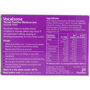 Vocalzone Blackcurrant Sugar Free Pastilles blackcurrant flavour 24 count ingredients
