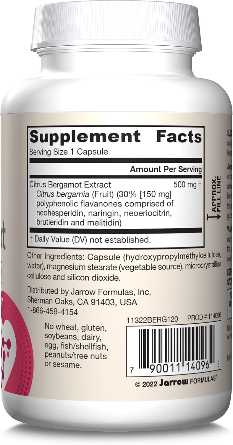 Barcode Image: Jarrow Formulas Citrus Bergamot 500mg veggie capsules barcode 120 count