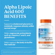 Doctor's Best Alpha-Lipoic Acid 600mg Veggie Capsules 180 Count
