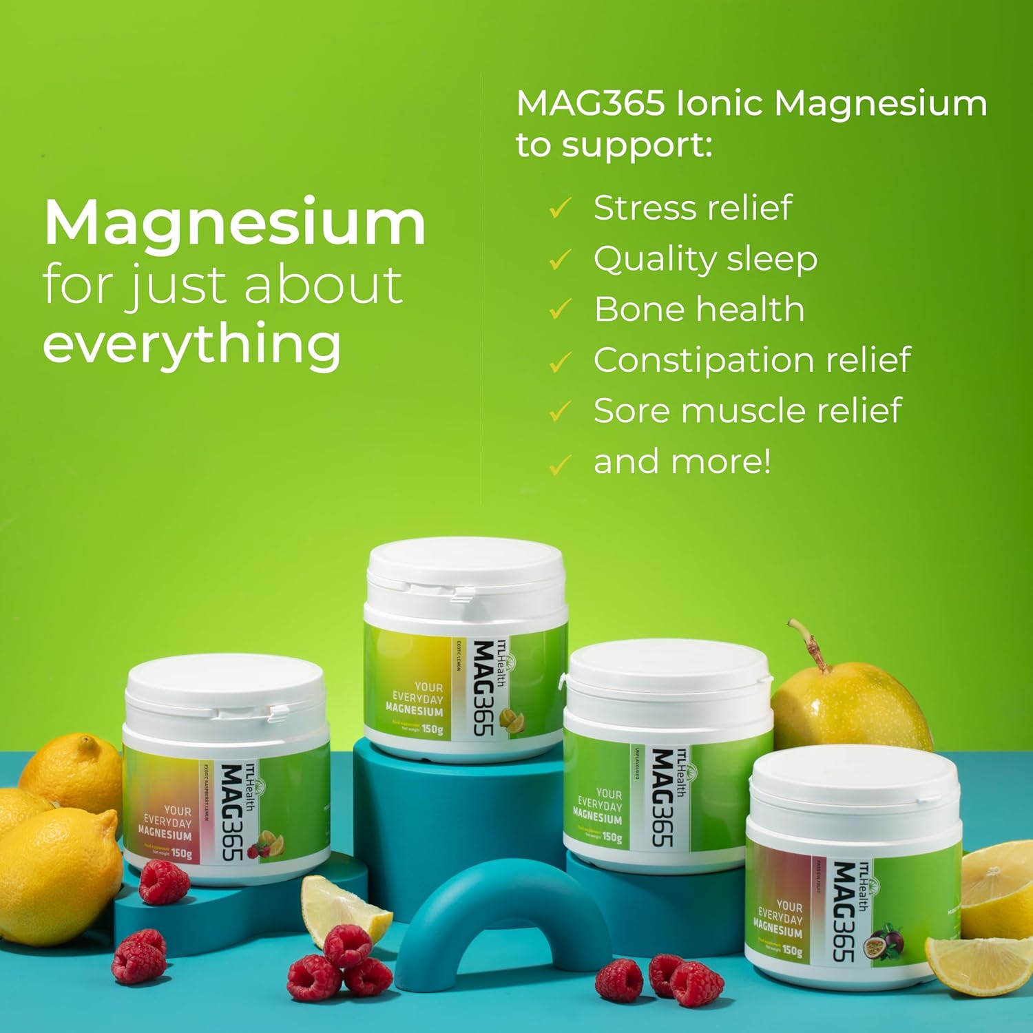 Ingredient and dosage information for MAG365 Passion Fruit powder.