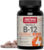 Jarrow Formulas Methyl B-12 2500mcg chewable tablets tropical bottle 100 count
