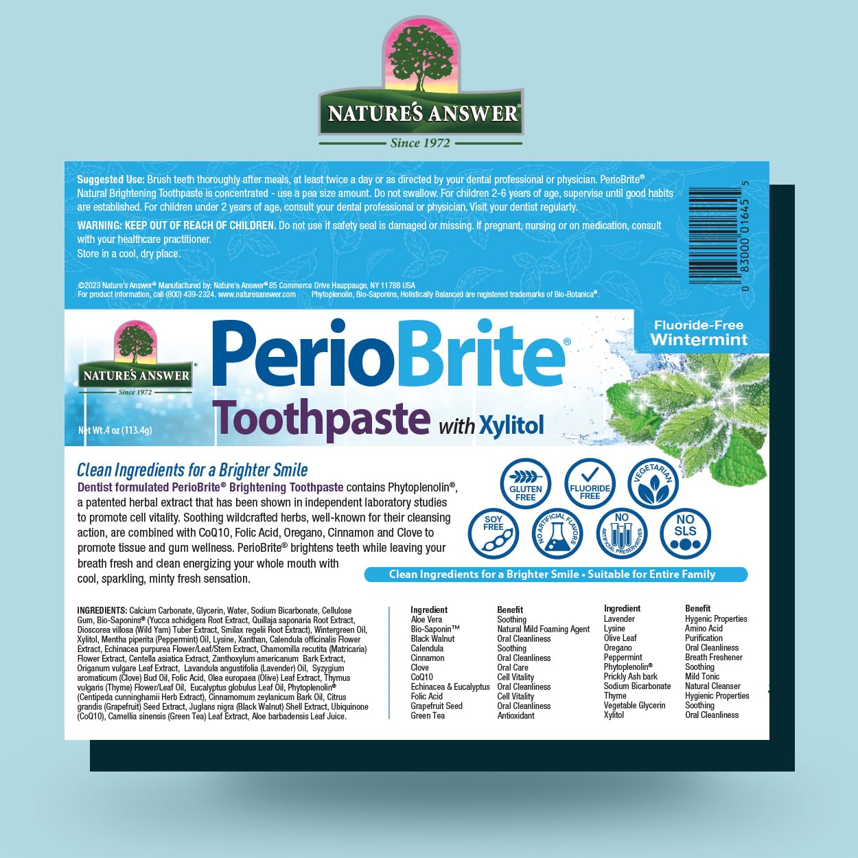 Nature’s Answer PerioBrite Whitening Toothpaste Wintermint - 113.4g