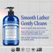 Dr. Bronner's Peppermint 4-in-1 Organic Sugar Pump Soap 355ml pump bottle for hands face body and hair