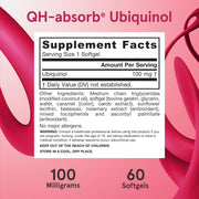 Supplement Facts Image: Jarrow Formulas Ubiquinol QH-Absorb 100mg supplement facts ingredients softgels
