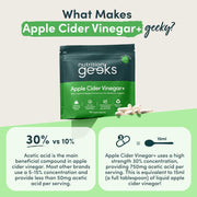 Nutrition Geeks Apple Cider Vinegar+ 15000mg, vegan food supplement capsule packaging, no flavour, 90 capsules, daily supplement use