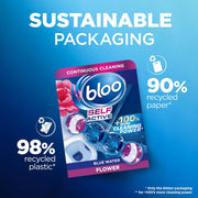 Bloo Self Active Blue Water Flower Toilet Rim Block information and cleaning formula 3 x 50g