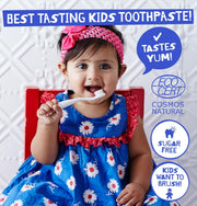 Jack N' Jill Natural Certified Toothpaste Bubblegum, toothpaste tube packaging, bubblegum flavour, 50g, product information