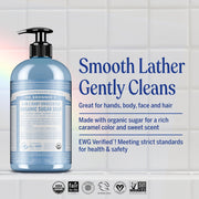Dr. Bronner's Baby Unscented 4-in-1 Organic Sugar Pump Soap 710ml pump bottle for hands face body and hair