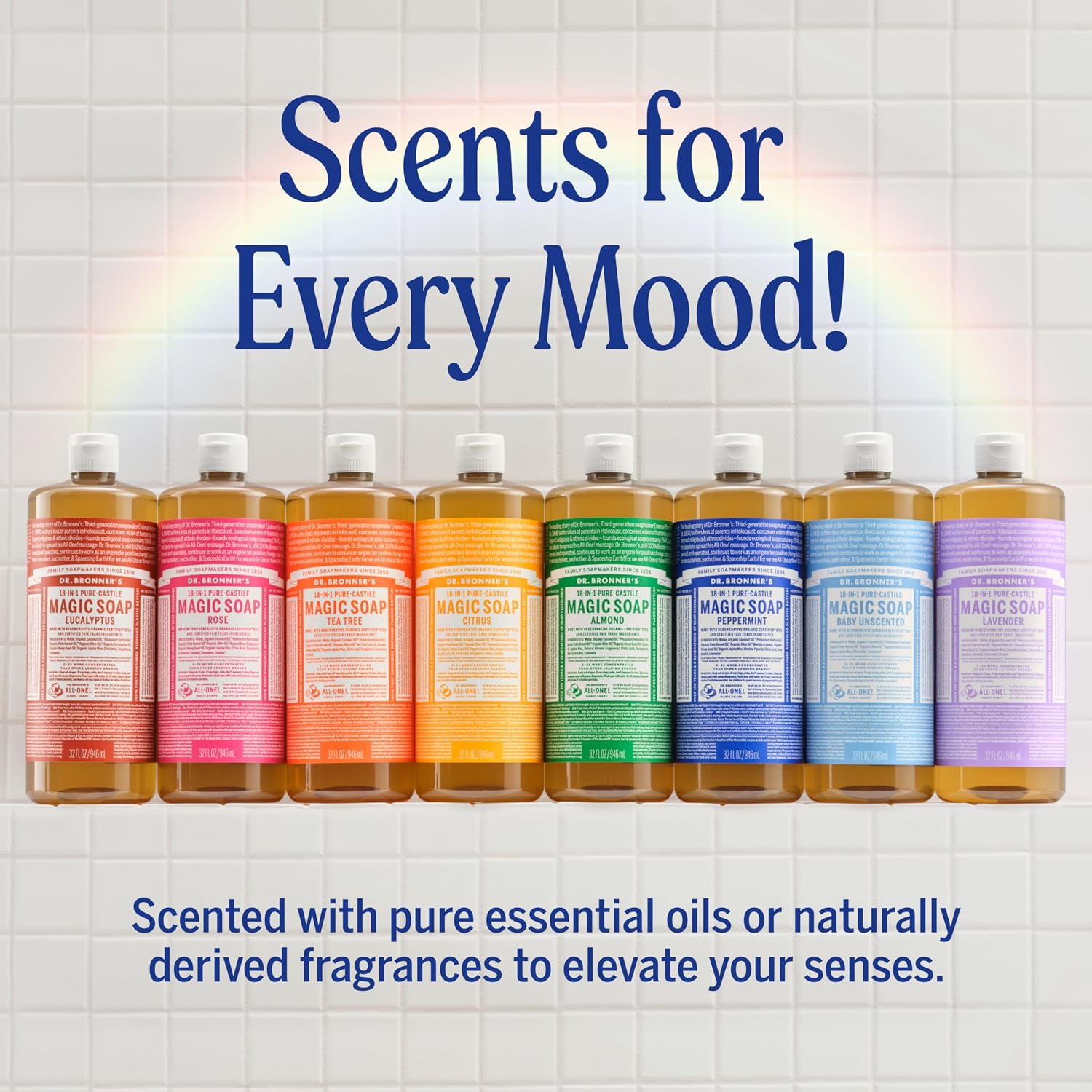 Dr. Bronner's Almond 18-in-1 Pure-Castile Liquid Soap 945ml & other variants