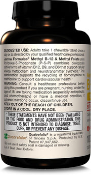 How to Use Image: Jarrow Formulas methyl b12 5000mcg methyl folate 800mcg chewable tablets 60 count usage instructions