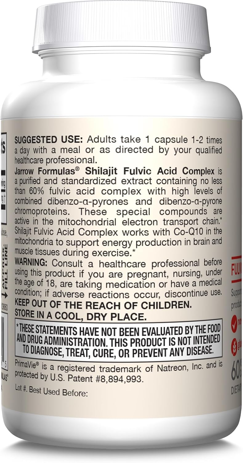 How to Use Image: Jarrow Formulas Shilajit 250mg veggie capsules 60 count usage instructions with meal