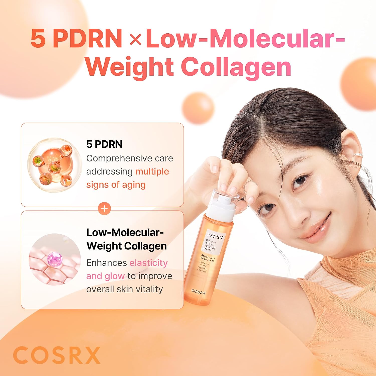 COSRX 5 PDRN Collagen Intense Vitalizing Serum 100ml bottle for everyday facial skincare