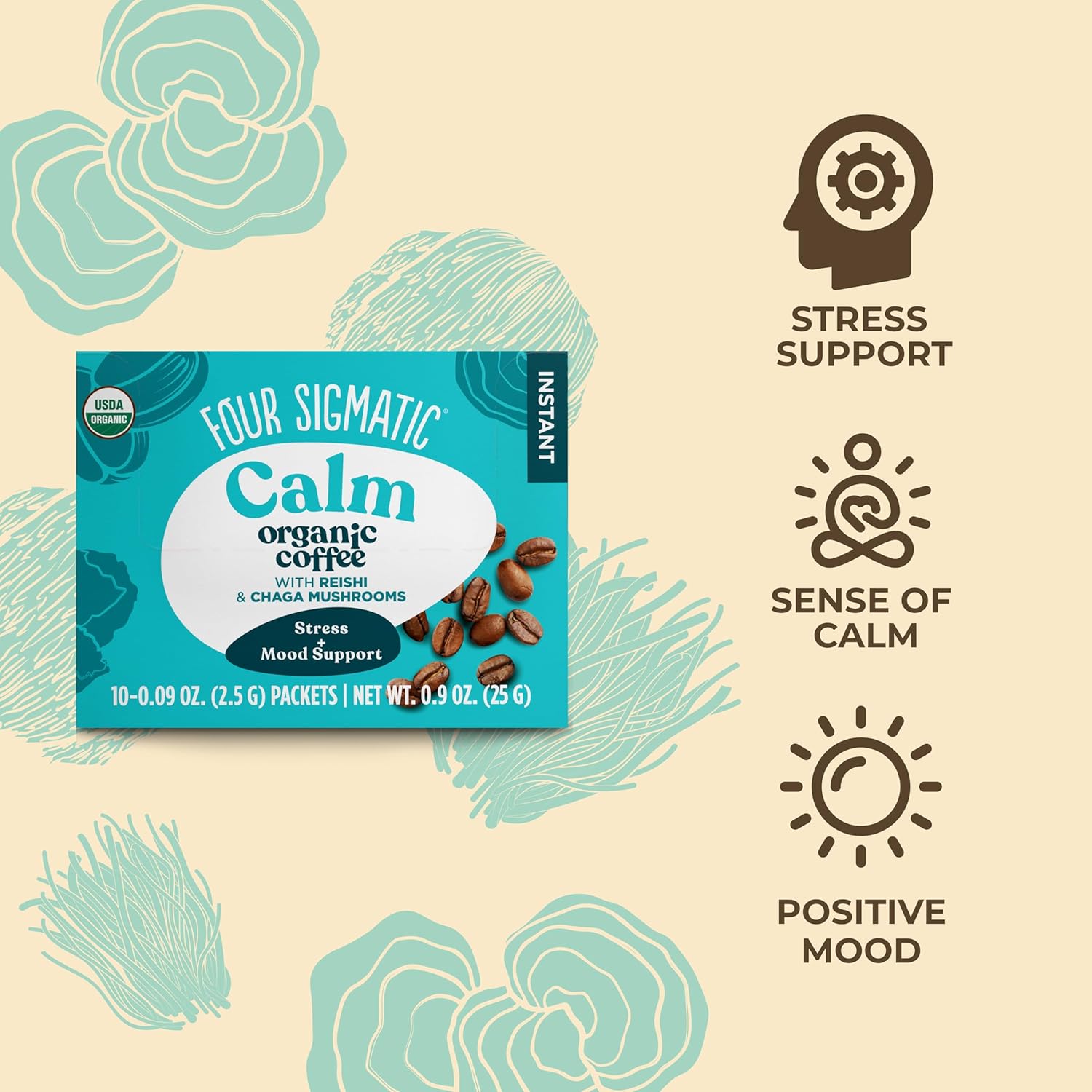 Four Sigmatic Organic Half Caf Instant Coffee - 10 Packets