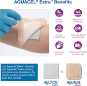 Aquacel Foam Adhesive Square Dressing Pad, 8cm x 8cm - 10 Count