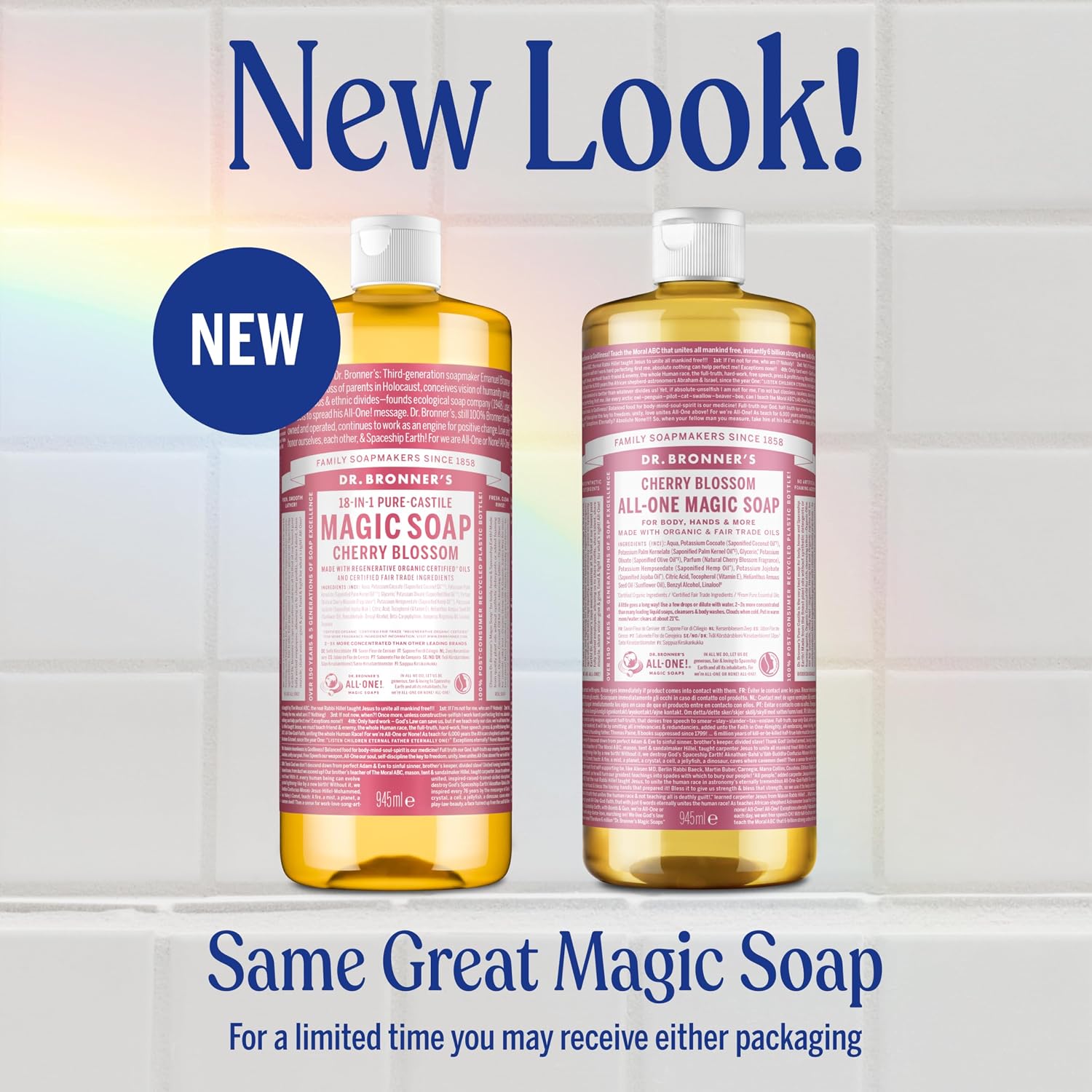 Dr. Bronner's Cherry Blossom 18-in-1 Pure-Castile Liquid Soap 945ml new look
