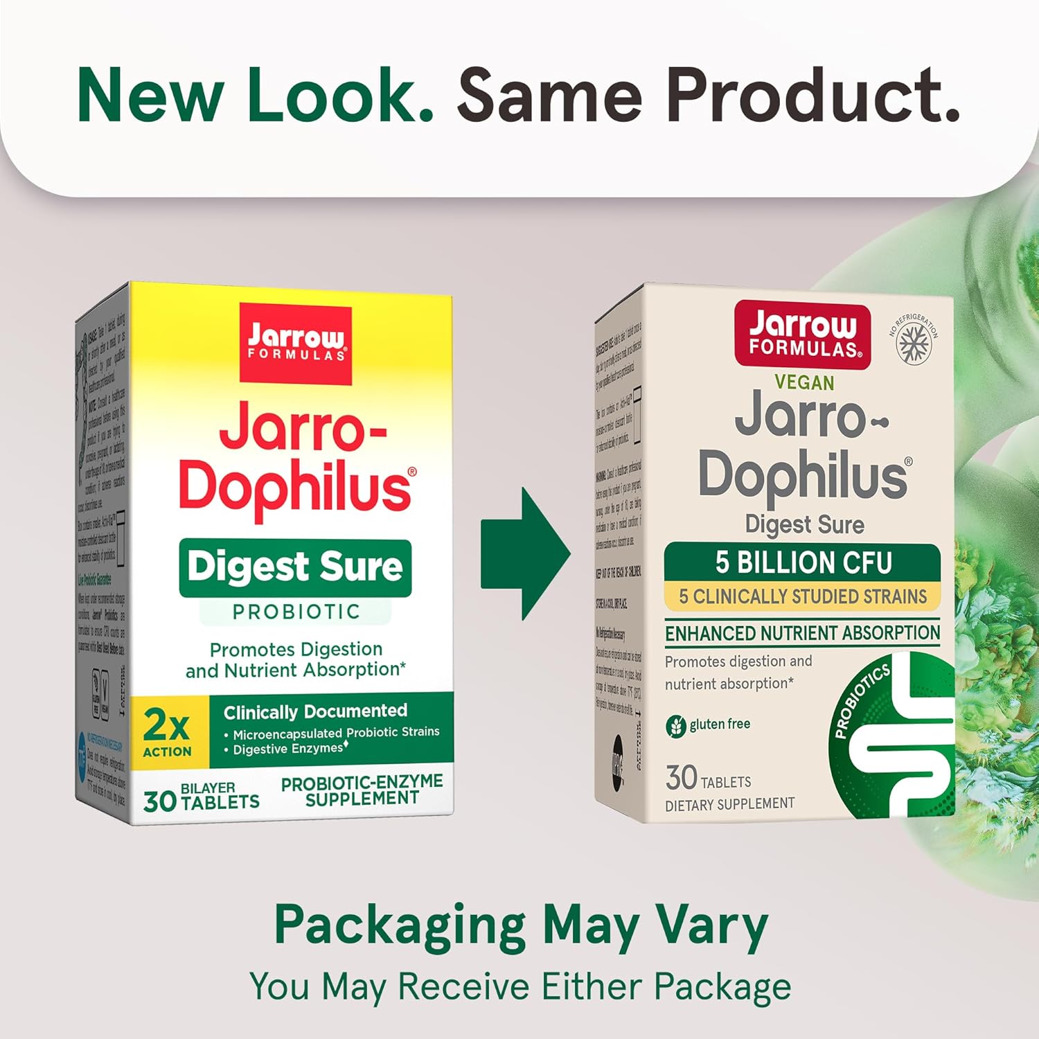 Jarrow Formulas Jarro-Dophilus Digest Sure 5 Billion CFU - 30 Tablets new look