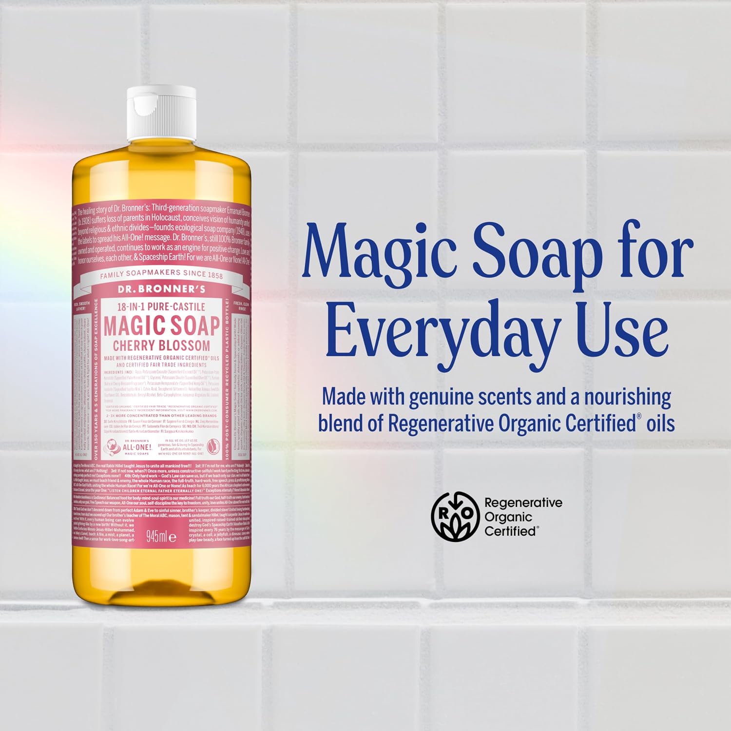 Dr. Bronner's Cherry Blossom 18-in-1 Pure-Castile Liquid Soap 945ml