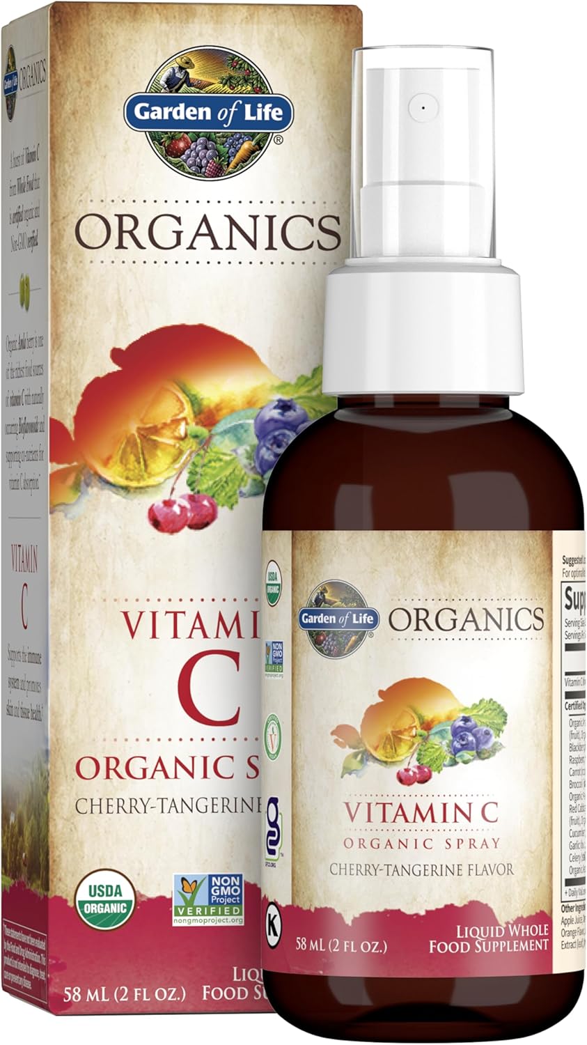 Garden of Life Organic Vitamin C Spray bottle & box, Cherry Tangerine flavour, 58ml.