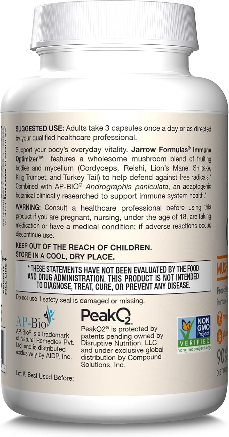 How to Use Image: Jarrow Formulas Immune Optimizer mushroom complex veggie capsules 90 count usage instructions