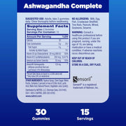 Natrol Ashwagandha Complete supplement facts label bottle 30 gummies