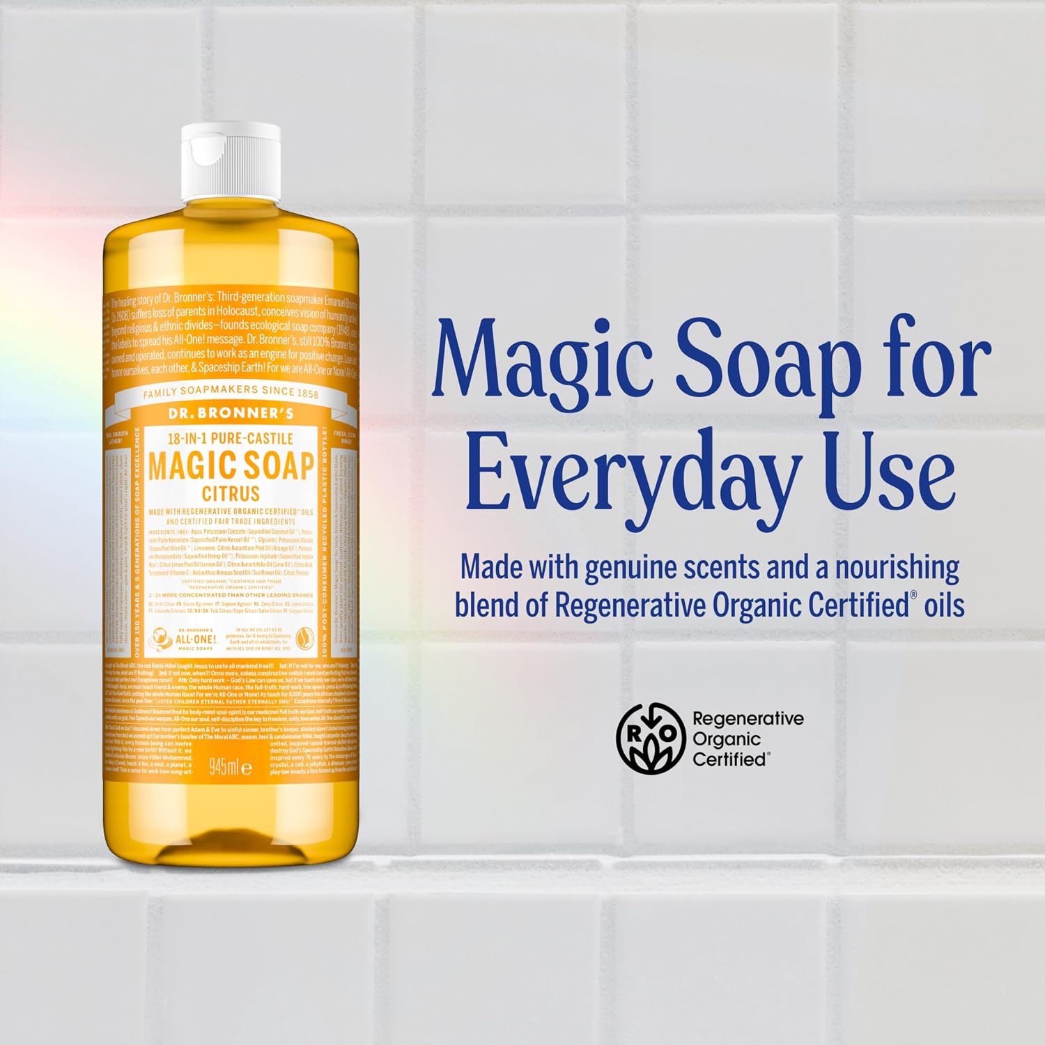 Dr. Bronner's Citrus 18-in-1 Pure-Castile Liquid Soap 945ml