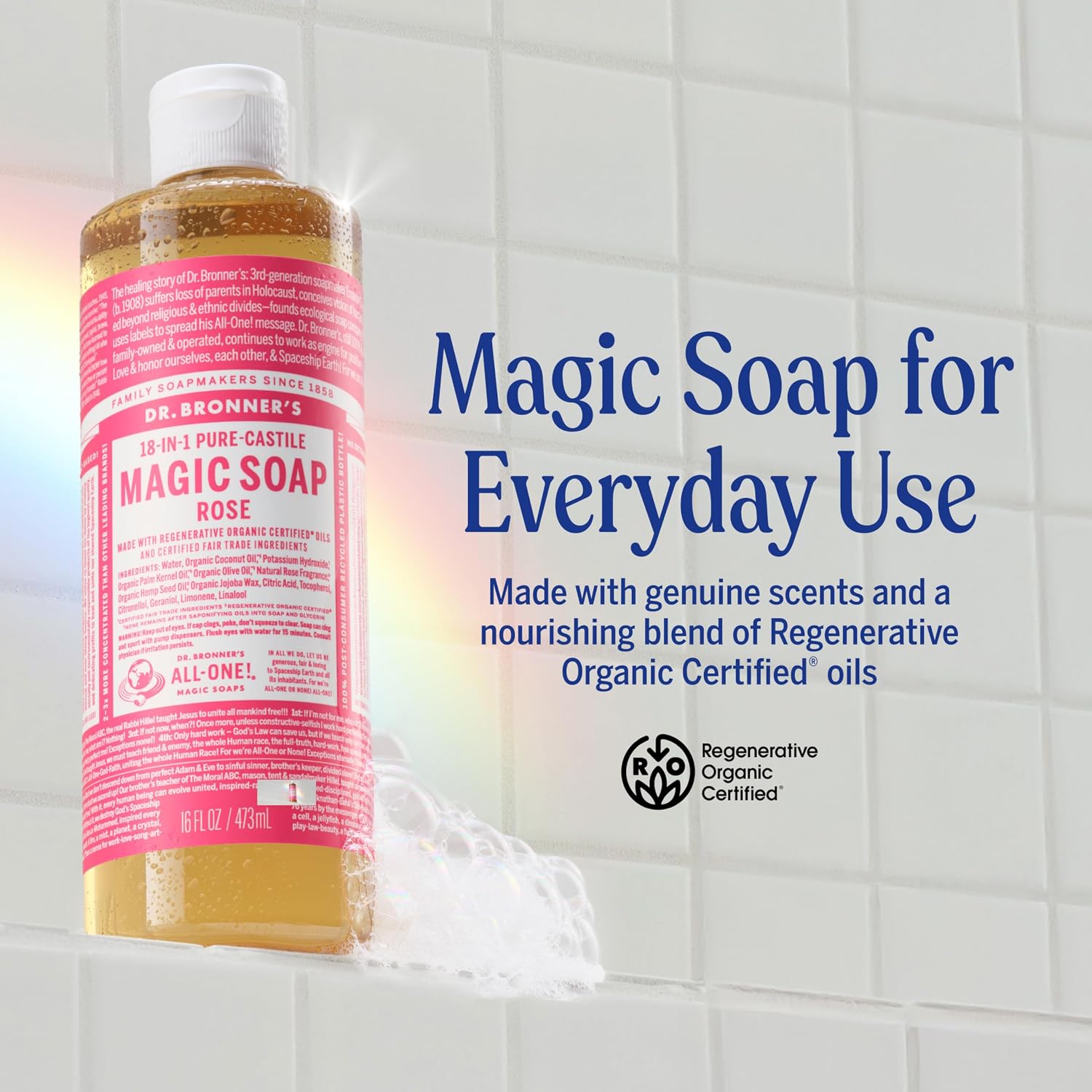 Dr. Bronner's Rose 18-in-1 Pure-Castile Liquid Soap 945ml