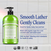 Dr. Bronner's Lemongrass Lime 4-in-1 Organic Sugar Pump Soap 355ml pump bottle for hands face body and hair