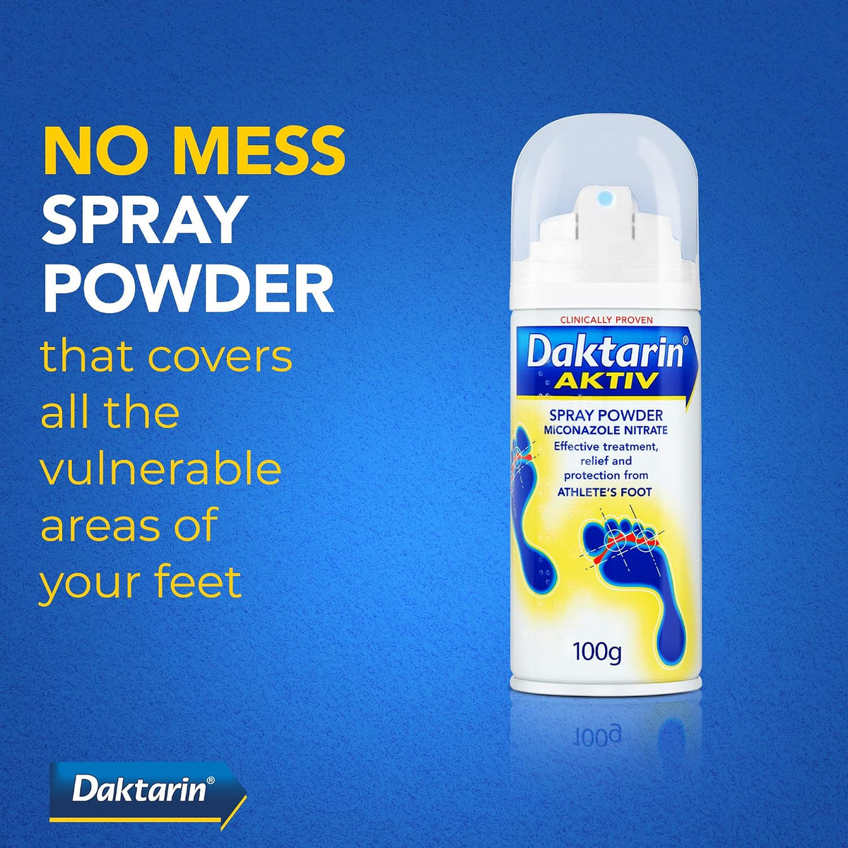 Daktarin Aktiv Spray Powder miconazole nitrate 0.16% topical aerosol 100g lifestyle use image