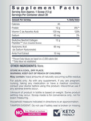 Supplement facts and ingredients for NeoCell Collagen Peptides powder.